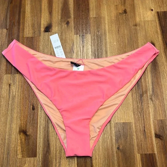 J. Crew NWT pink Curve Waist Cheeky Bikini Bottom Women’s Size L - Picture 1 of 3